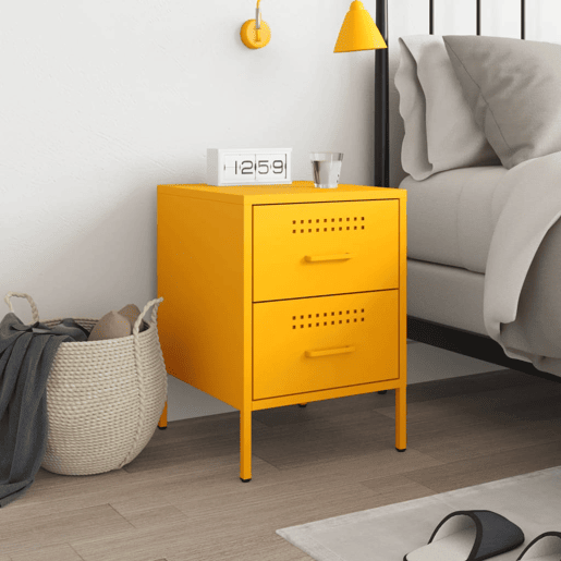 Mesa de cabeceira - Mesinha de cabeceira 36x39x50,5 cm aço amarelo mostarda