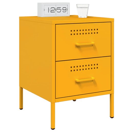 Mesa de cabeceira - Mesinha de cabeceira 36x39x50,5 cm aço amarelo mostarda