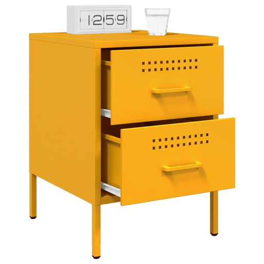 Mesa de cabeceira - Mesinha de cabeceira 36x39x50,5 cm aço amarelo mostarda