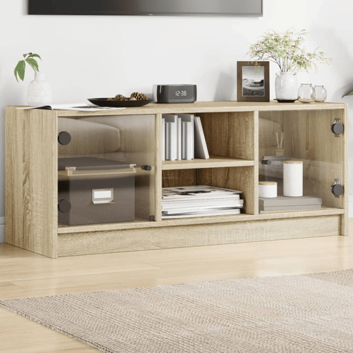 Móvel de TV - Modulo de TV - Armário de TV c portas de vidro 102x37x42 cm carvalho sonoma