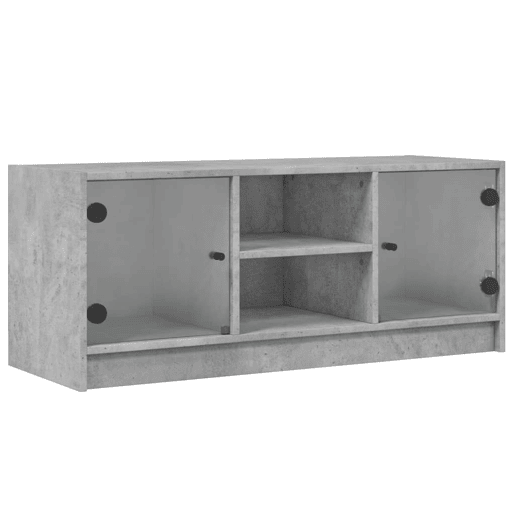 Móvel de TV - Modulo de TV - Armário de TV c portas de vidro 102x37x42 cm cinza cimento