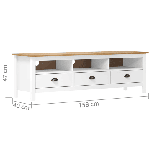 Móvel de TV - Modulo de TV - Armário de TV Hill 158x40x47 cm pinho maciço branco Móvel de TV - Modulo de TV - Armário de TV Hill 158x40x47 cm pinho maciço branco