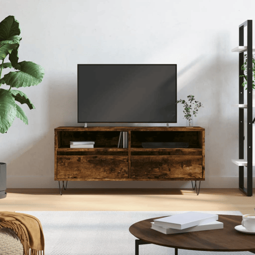 Móvel p TV, Armário de TV 100x34,5x44,5 cm derivados madeira carvalho fumado