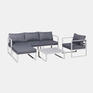 Conjunto de mobiliário de jardim de 4 lugares Sevilha Branco