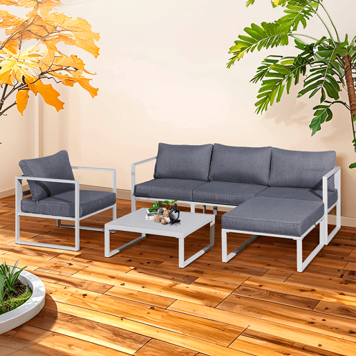 Conjunto de mobiliário de jardim de 4 lugares Sevilha Branco