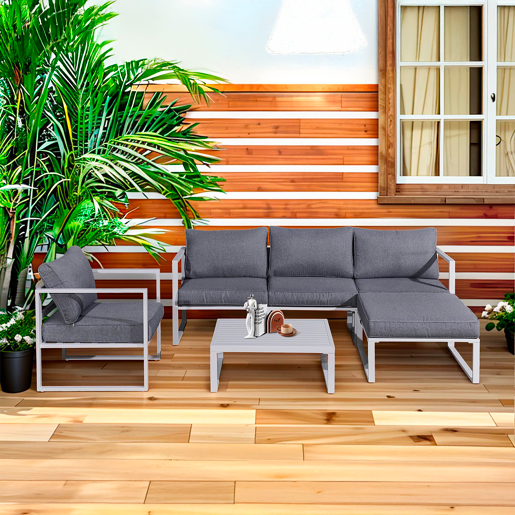 Conjunto de mobiliário de jardim de 4 lugares Sevilha Branco