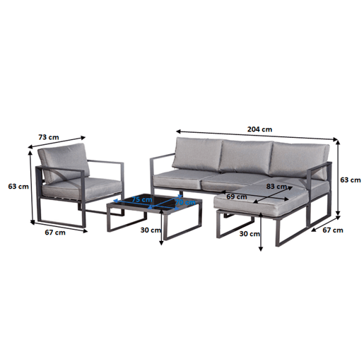 Conjunto de mobiliário de jardim de 4 lugares Sevilha Branco