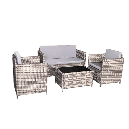 Conjunto de mobiliário de jardim Miami 4 lugares Cinzento