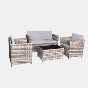 Conjunto de mobiliário de jardim Miami 4 lugares Cinzento