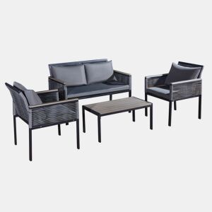 Conjunto de mobiliário de jardim de 4 lugares Porto Gris