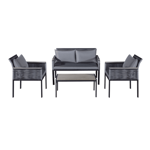 Conjunto de mobiliário de jardim de 4 lugares Porto Gris