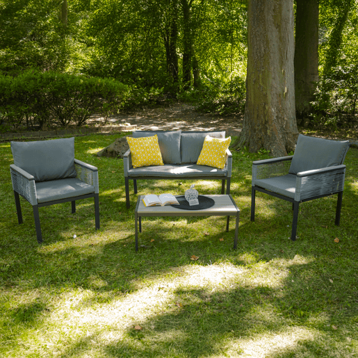 Conjunto de mobiliário de jardim de 4 lugares Porto Gris