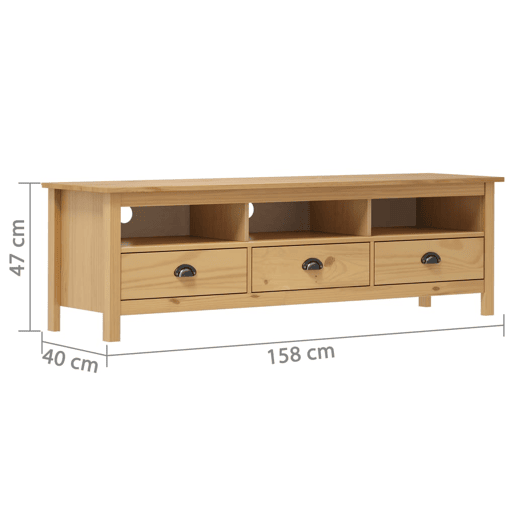 Móvel de TV - Modulo de TV - Armário de TV Hill 158x40x47 cm pinho maciço castanho mel Móvel de TV - Modulo de TV - Armário de TV Hill 158x40x47 cm pinho maciço castanho mel