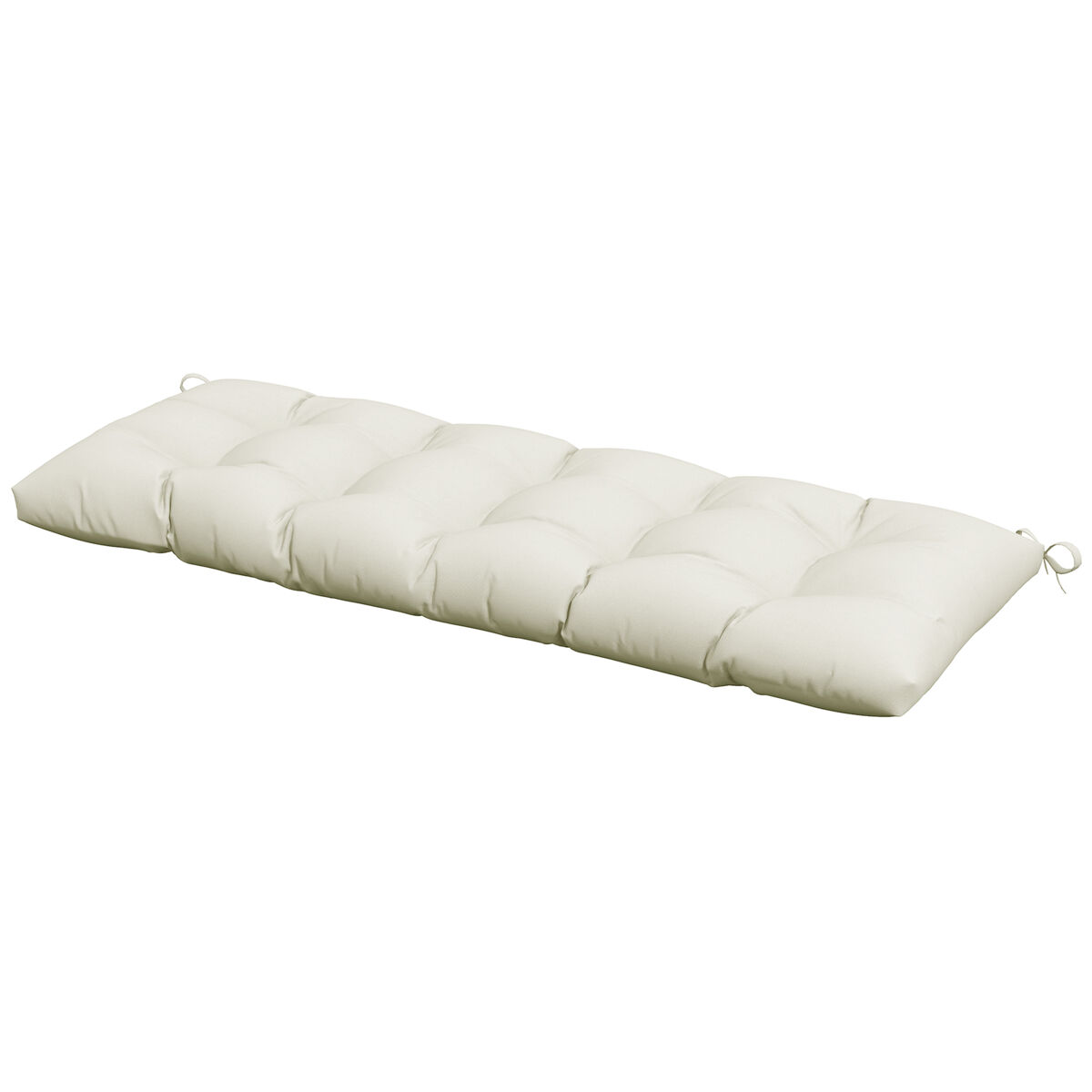 Outsunny cojín para banco 128x48x8 cm colchón de banco de jardín con 2 cordones de fijación impermeable y protección uv 50+ para columpio de jardín terraza crema