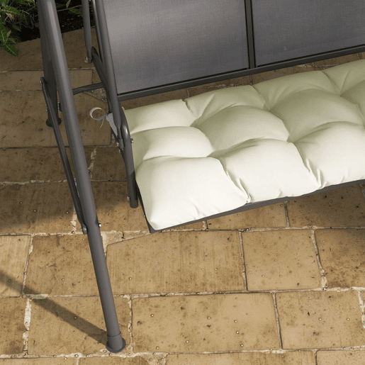 Outsunny Almofada para Banco 128x48x8 cm Almofada para Banco de Jardim com 2 Cordões de Fixação Impermeável e Proteção UV 50+ para Jardim Terraço Creme