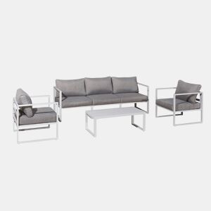 Conjunto de mobiliário de jardim de 5 lugares Sevilha Branco