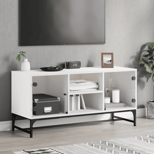 Móvel de TV - Modulo de TV - Armário de TV c portas de vidro 102x37x50 cm branco