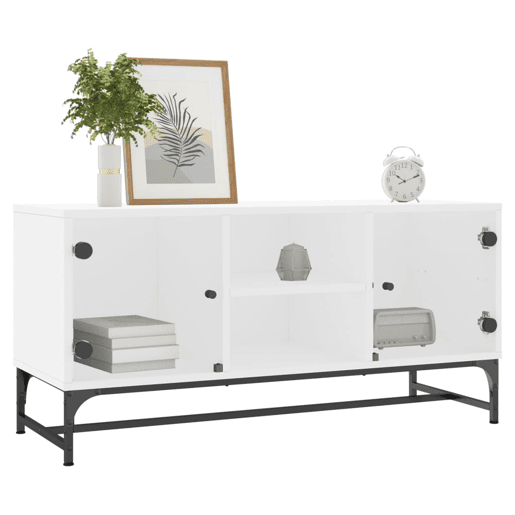 Móvel de TV - Modulo de TV - Armário de TV c portas de vidro 102x37x50 cm branco