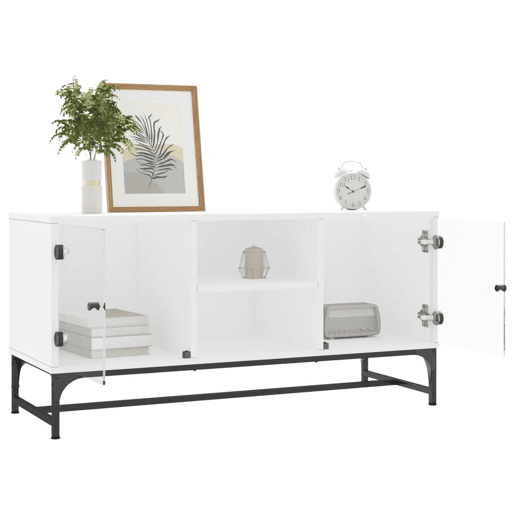 Móvel de TV - Modulo de TV - Armário de TV c portas de vidro 102x37x50 cm branco