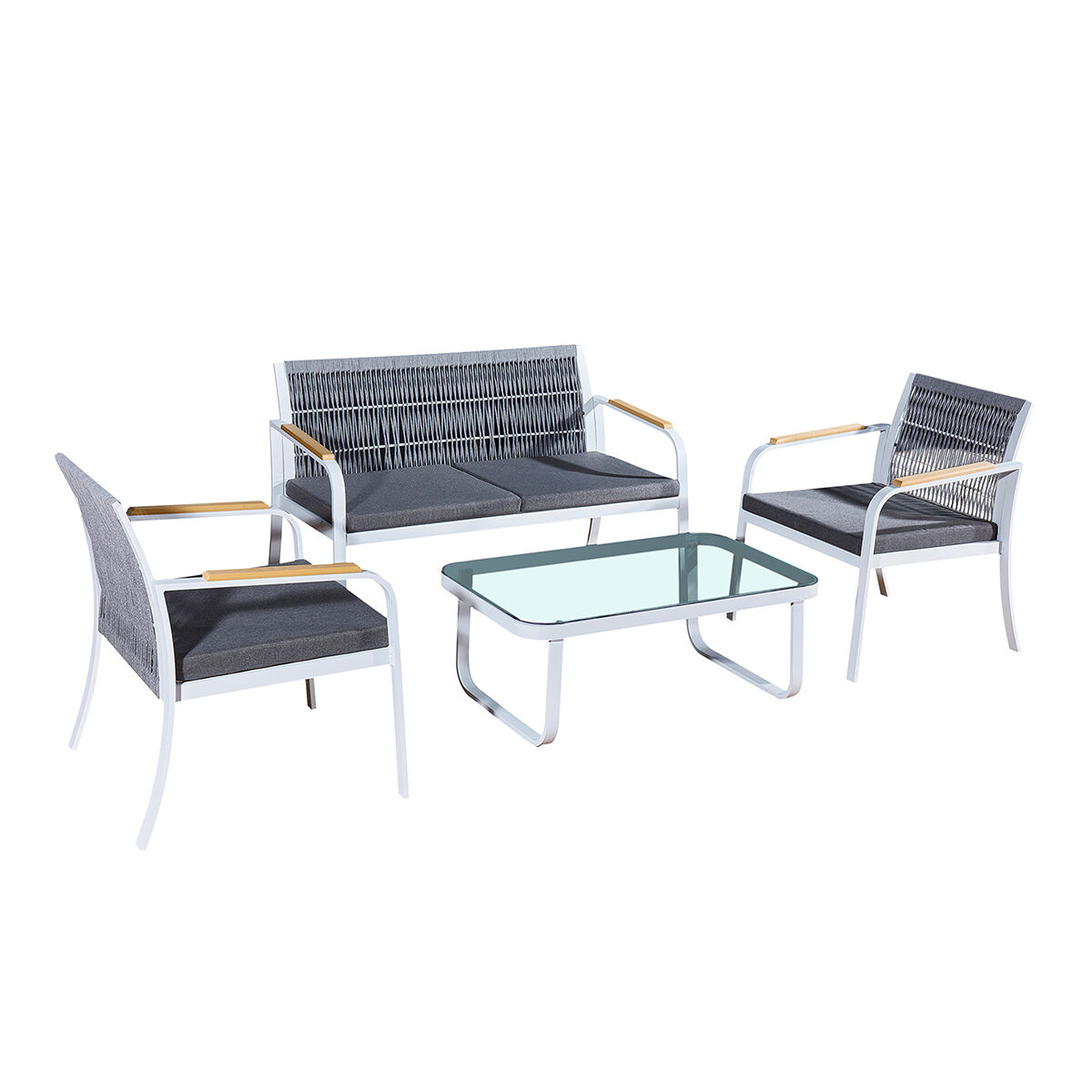 Set de terraza 4 plazas ibiza gris y blanco