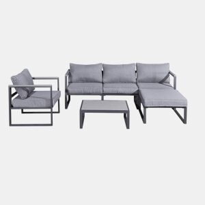 Conjunto de mobiliário de jardim de 4 lugares Sevilha Cinzento