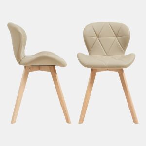 Cadeira de jantar Älmhult conjunto de 2 78x47x52 cm em pele sintética Bege en.casa