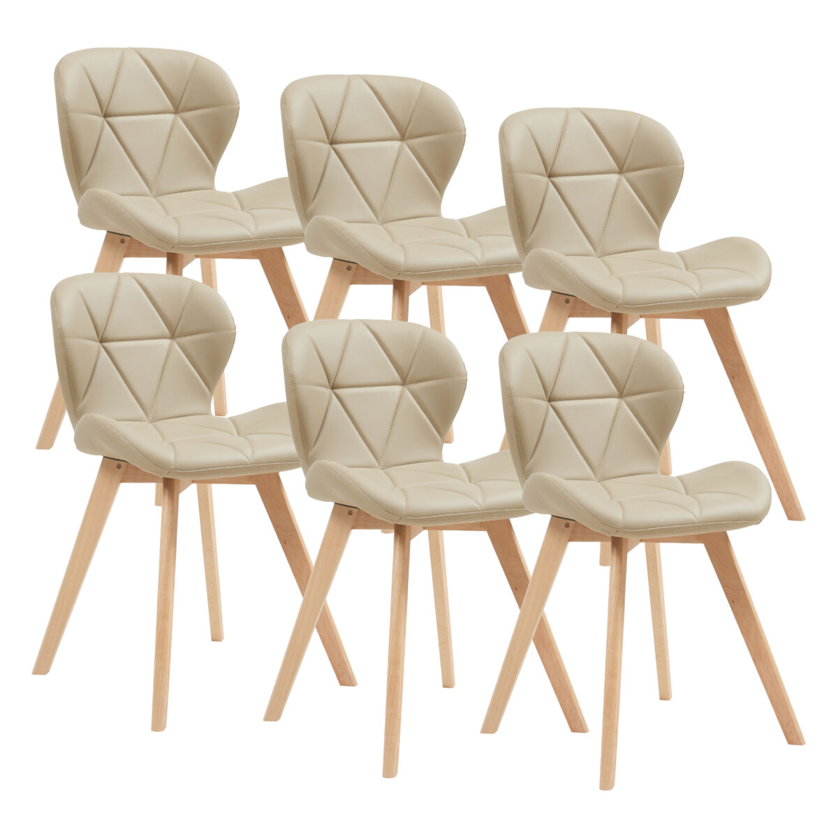 Conjunto de 6 sillas de comedor älmhult 78x47x52 cm - beige [en.casa]