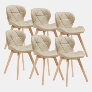 Cadeira de jantar Älmhult conjunto de 6 78x47x52 cm em pele sintética Bege en.casa
