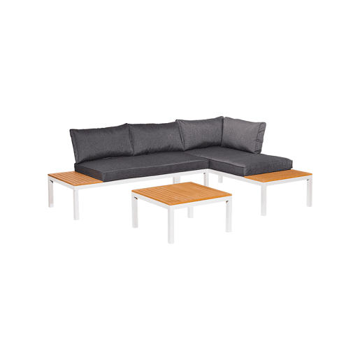 Conjunto de mobiliário de jardim Corfou 4 lugares cinzento e branco