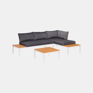 Conjunto de mobiliário de jardim Corfou 4 lugares cinzento e branco