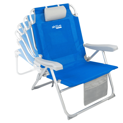 Aktive Pack 2 cadeiras de praia dobráveis XXL multiposição tecido reforçado azul