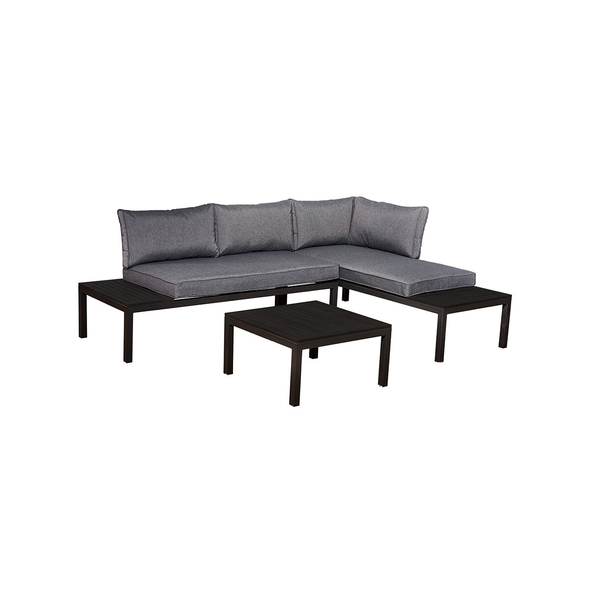 Set de terraza 4 plazas corfou gris y negro