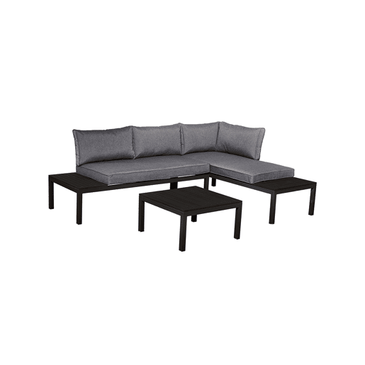 Conjunto de mobiliário de jardim de 4 lugares Corfou cinzento e preto