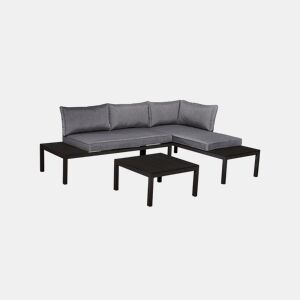 Conjunto de mobiliário de jardim de 4 lugares Corfou cinzento e preto
