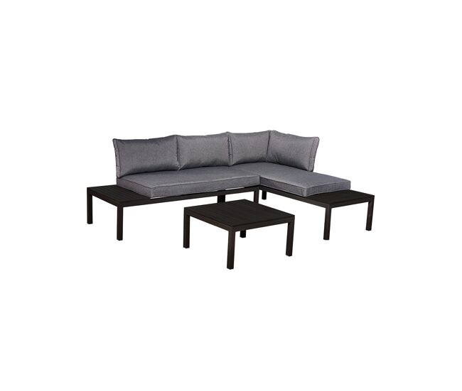 Set de terraza 4 plazas corfou gris y negro