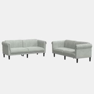 vidaXL 2 pcs conjunto de sofás veludo cinzento-claro
