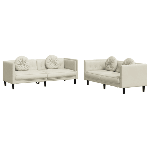 vidaXL 2 pcs conjunto de sofás com almofadas veludo cor creme vidaXL 2 pcs conjunto de sofás com almofadas veludo cor creme