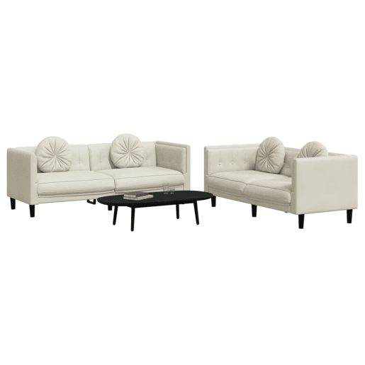 vidaXL 2 pcs conjunto de sofás com almofadas veludo cor creme vidaXL 2 pcs conjunto de sofás com almofadas veludo cor creme