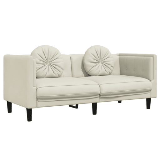 vidaXL 2 pcs conjunto de sofás com almofadas veludo cor creme vidaXL 2 pcs conjunto de sofás com almofadas veludo cor creme