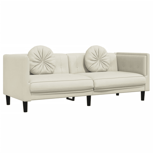 vidaXL 2 pcs conjunto de sofás com almofadas veludo cor creme vidaXL 2 pcs conjunto de sofás com almofadas veludo cor creme