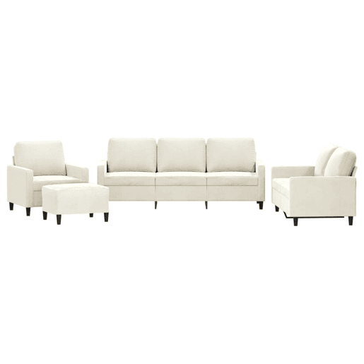 vidaXL 4 pcs conjunto de sofás com almofadões veludo cor creme vidaXL 4 pcs conjunto de sofás com almofadões veludo cor creme