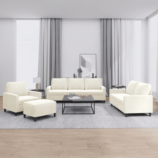 vidaXL 4 pcs conjunto de sofás com almofadões veludo cor creme vidaXL 4 pcs conjunto de sofás com almofadões veludo cor creme