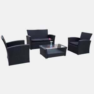 Conjunto de mobiliário de jardim Firenze 4 lugares Preto