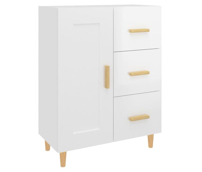 Vidaxl aparador de madera contrachapada blanco brillante 69,5x34x90 cm