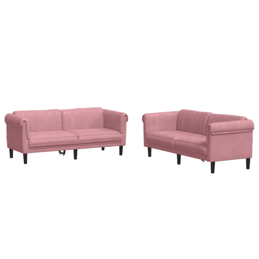 vidaXL 2 pcs conjunto de sofás veludo rosa vidaXL 2 pcs conjunto de sofás veludo rosa