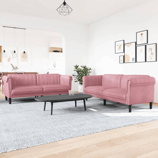 vidaXL 2 pcs conjunto de sofás veludo rosa vidaXL 2 pcs conjunto de sofás veludo rosa