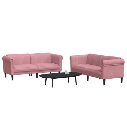 vidaXL 2 pcs conjunto de sofás veludo rosa vidaXL 2 pcs conjunto de sofás veludo rosa