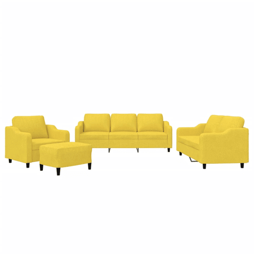 vidaXL 4 pcs conjunto de sofás com almofadões tecido amarelo-claro vidaXL 4 pcs conjunto de sofás com almofadões tecido amarelo-claro