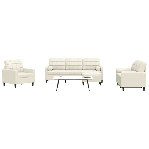 vidaXL 4 pcs conjunto de sofás com almofadões e rolos veludo creme