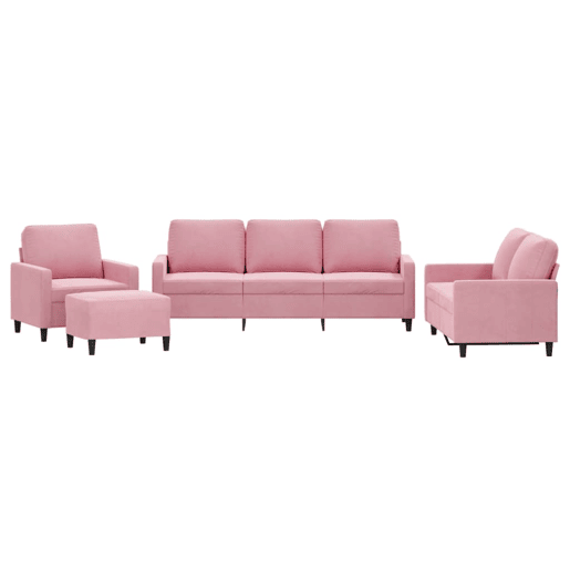 vidaXL 4 pcs conjunto de sofás com almofadões veludo rosa vidaXL 4 pcs conjunto de sofás com almofadões veludo rosa